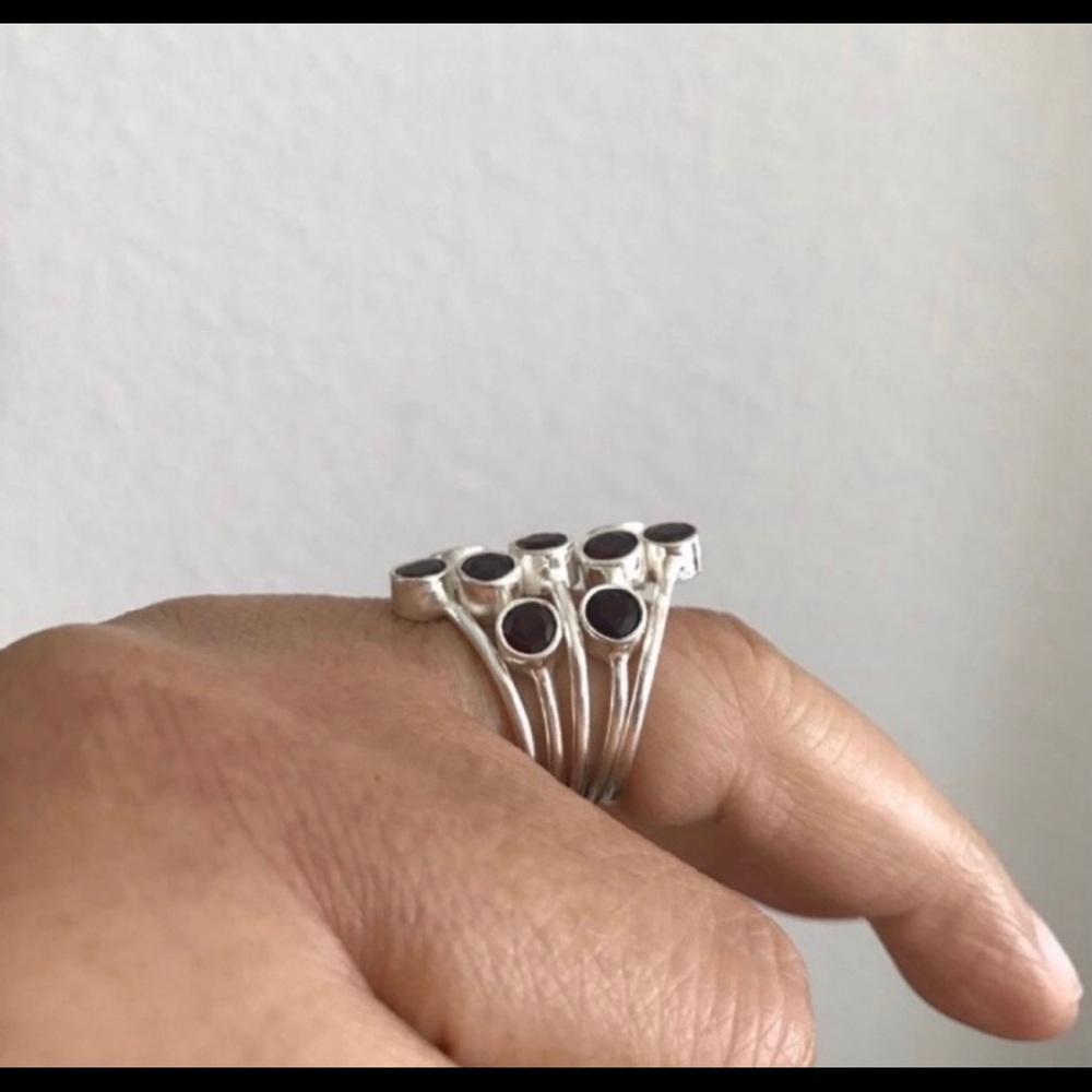 Garnet Gemstone Sterling Silver Ring Various Size - image 3